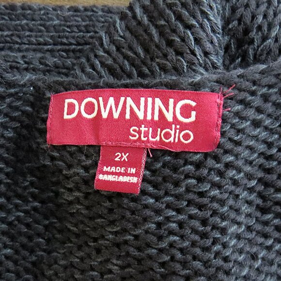 Downing Studio Navy & Gray Striped Open-Knit Sweater Women's Size 2x - Picture 5 of 7